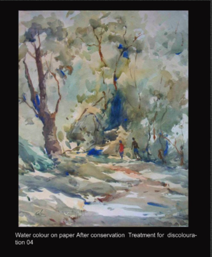 Water colour on paper After conservation  Treatment for  discolouration